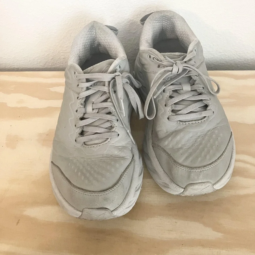 Hoka One One Bondi SR Shoes Womens Size 8.5 Gray Leather Slip Resistant Work